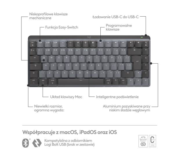 LOGITECH MX Mechanical Mini for Mac SPACE GREY - 1080190 - zdjęcie 10